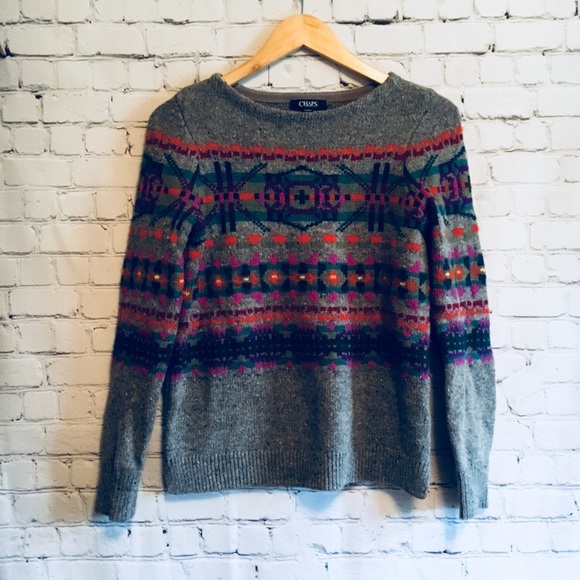 Maglia girocollo in lana fair isle con ricamo Triomphe - OFF-WHITE Maglia girocollo in lana fair isle con ricamo Triomphe - OFF-WHITE